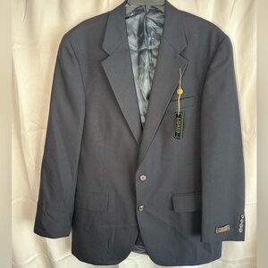 NWT Chaps Ralph Lauren Black Pure Wool Sport Coat Blazer Jacket 44L T
